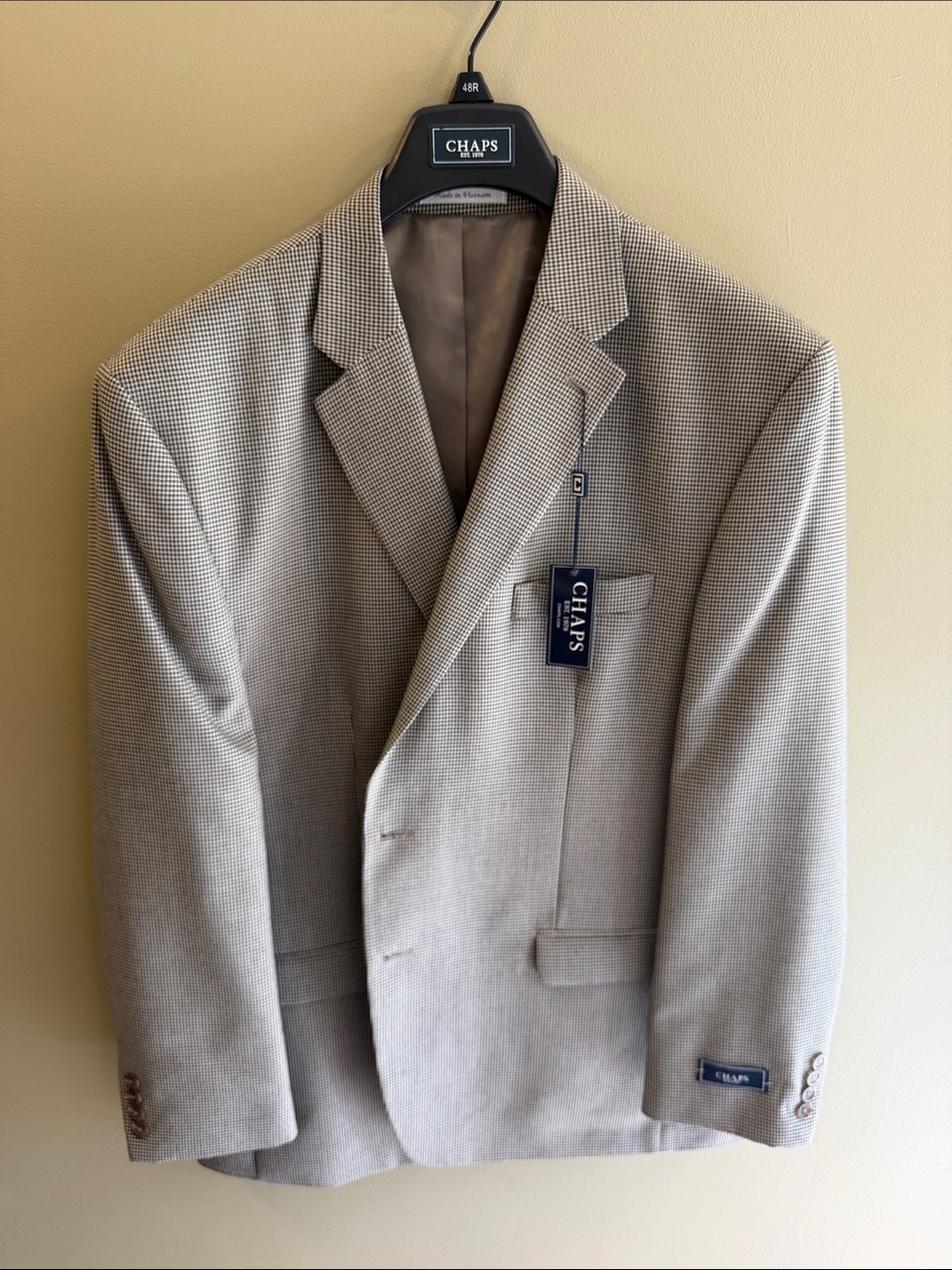 Chaps Beige Glen Plaid Sport Coat
